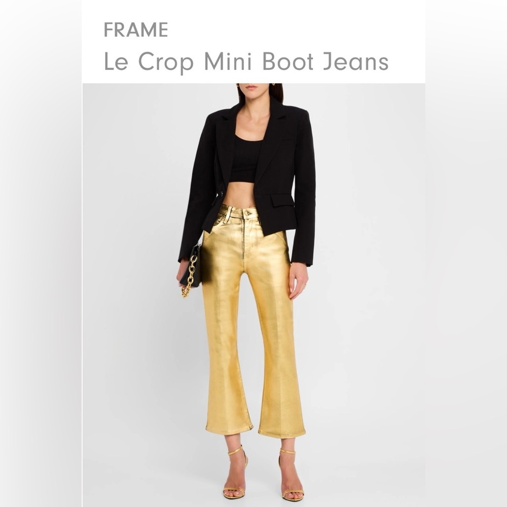 • FRAME • Le Crop Mini Boot Jeans • Color: GOLD CHROME • NEW NWT - Picture 2 of 14